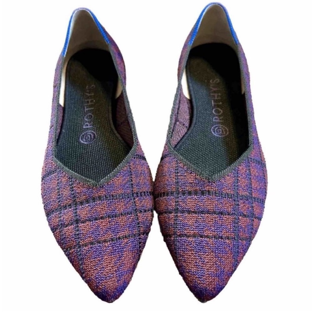 Rothy’s The Point Flats In Cranberry Plaid, Plum Purple Burgundy, Size 10 - Picture 10 of 10